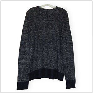 Joe's Men's Navy Marled Mohair Blend Knit Faux Leather Elbow Patch Sweater M